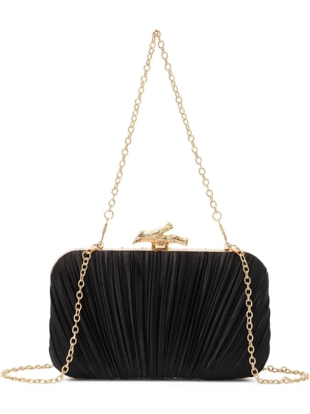 👜 Women's Black Evening Bag Pleated Clutch Bag with Chain for Wedding Party